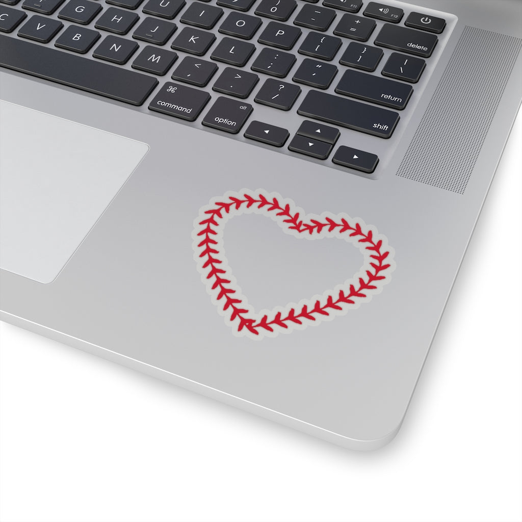 Softball Stitch Heart Sticker
