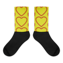 Load image into Gallery viewer, Softball Heart Socks - Yellow
