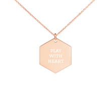 Load image into Gallery viewer, Play With Heart Engraved Silver Hexagon Necklace
