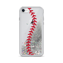 Load image into Gallery viewer, Softball Stitch Liquid Glitter iPhone Case
