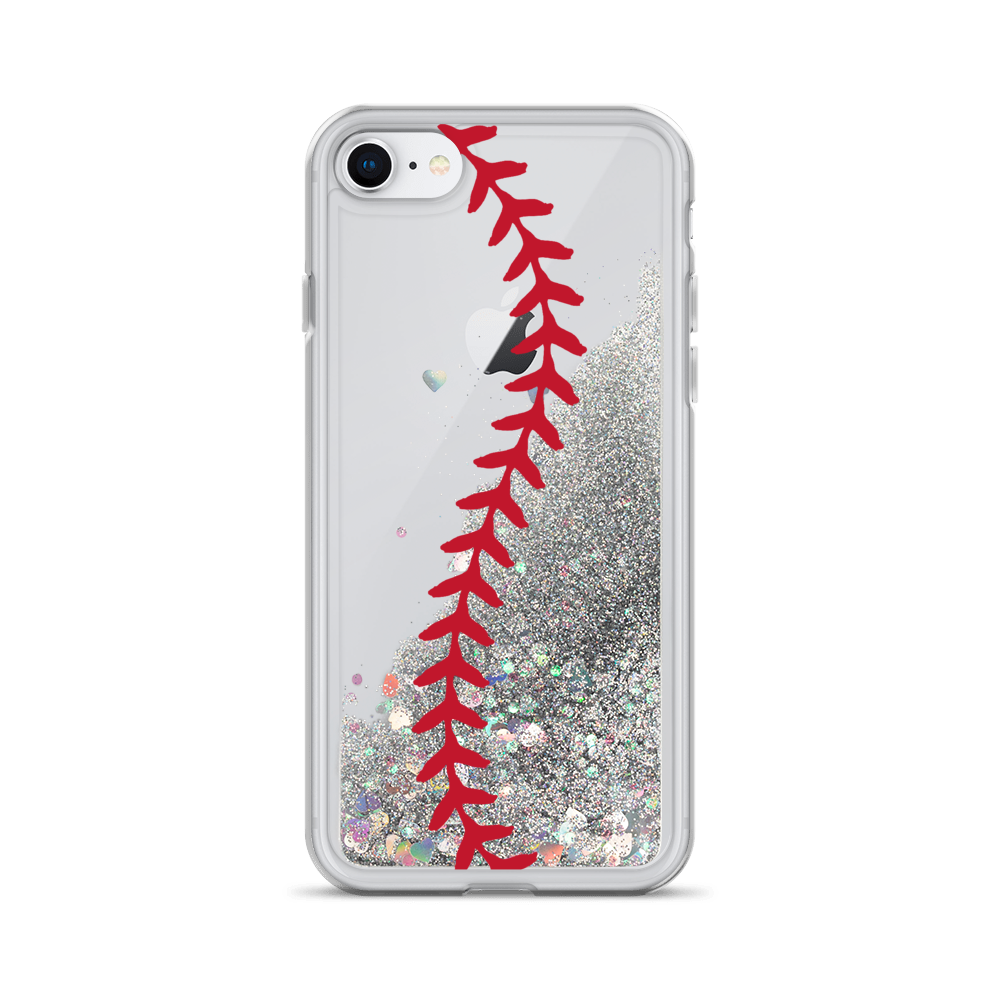 Softball Stitch Liquid Glitter iPhone Case